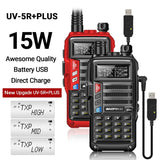 Baofeng UV-5R Plus 15W UHF/VHF Tri-Power Walkie Talkie 50 KM USB Long Range Upgrade of UV 5R UV-10R S9 Plus Two Way Radio