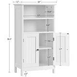 5-Tier Wooden Bathroom Floor Cabinet, White  Storage Shelf Organizer Cabinet  Bath Kitchen