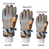 Winter Children Gloves for Boy Girl Cute Printed Five-Finger Ski Gloves Waterproof No-Slip Thickened Snow Kids Accessories 4-12Y