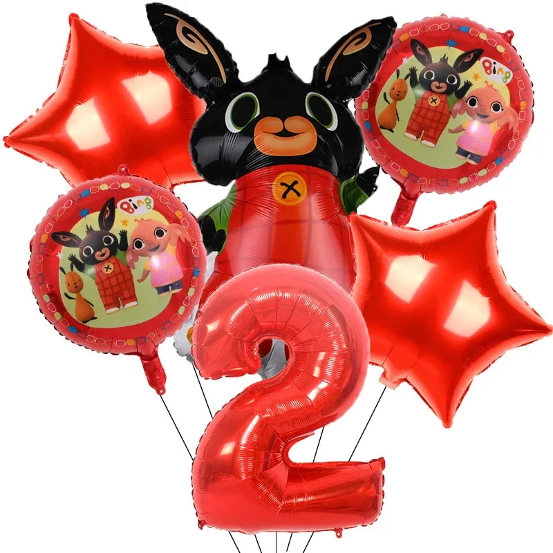 Rabbit Theme Birthday Party Decoration Cartoon Animal Panda Animal Happy Birthday Cake Topper Baby Shower Party Supplies Balloon