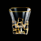 Whiskey Glass Tumblers Set Gold Line Wine Whisky Glasses Golden Painted Crystal Barware Multi-function Beer Cocktail