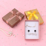 12pcs Cardboard Jewelry Set Bow Gift Box Ring Necklace Bracelets Earring Gift Packaging Boxes With Sponge Inside Rectangle