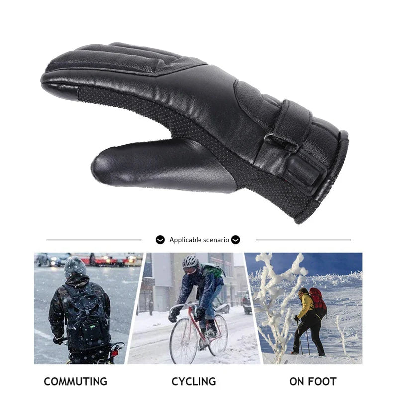 1 Pair Motorcycle Winter Heat Gloves Waterproof Windproof Touch Screen Bicycle Cycling Skiing Warm USB Power Heated Riding Glove