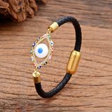 Luxury Colourful Oil Drip Blue Evil Eye Bracelets For Women Handmade Shiny Zircon Crystal Charm Bracelets Lucky Jewelry Gifts