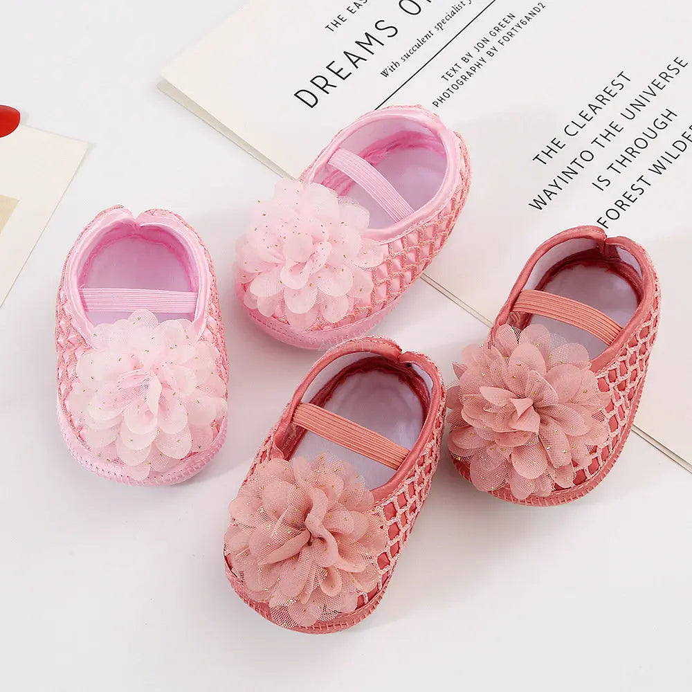 2023 Brand New Newborn Infant Baby Girl Summer Kids Shoes Soft Sole Crib Prewalker Toddler Anti-Slip Solid Floral First Walkers