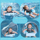 Mambobaby Float Non Inflatable Upgrade Soft Baby Swimming Float Infants Swimming Training UPF 50+ UV Sun Protection Canopy