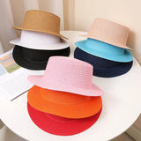 Summer Fashion Versatile Men's Women's Straw Hat Flat Top Fashion Sunscreen Foldable Fedora Beach Tourism Straw Hat Children