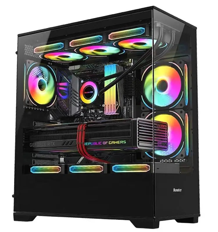 Popular Tempered Glass ATX Smart Case Desktop Cabinet PC Computer Gaming pc Case RGB Fans Computer Cases & Towers