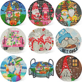 8Pcs DIY Diamonds Painting Coaster Animal Flower Non-slip Anime Art Mosaic Cup Cushion with Rack Rhinestones Paintings Decor