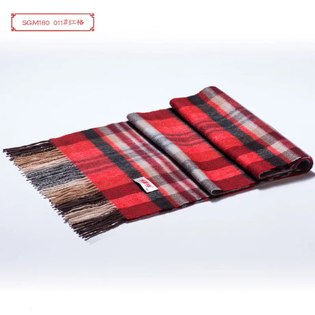 High Quality 100% Wool Scarf Men Autumn Winter Korean Long Warm Plaid Couple Muffler Male Soft Cashmere Thermal Shawl Gentlemen