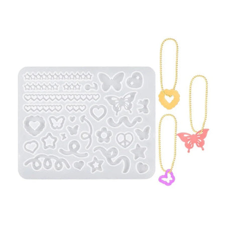 DIY Various Shapes Shaker Filler Silicone Mold Star Heart Pendant Keychain Necklace Epoxy Resin Casting Mould