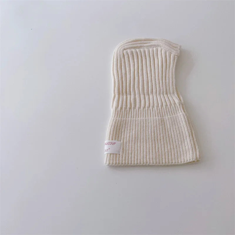 Winter Warm Solid Knit Hooded One Piece Baby Scarf Hats Toddler Kids Caps Accessories