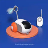 Smart Usb Rechargeable Chasing Electric Automatic Moving Remote Control Interactive Pet Cat Toy Feather Rotating Car for Kitten