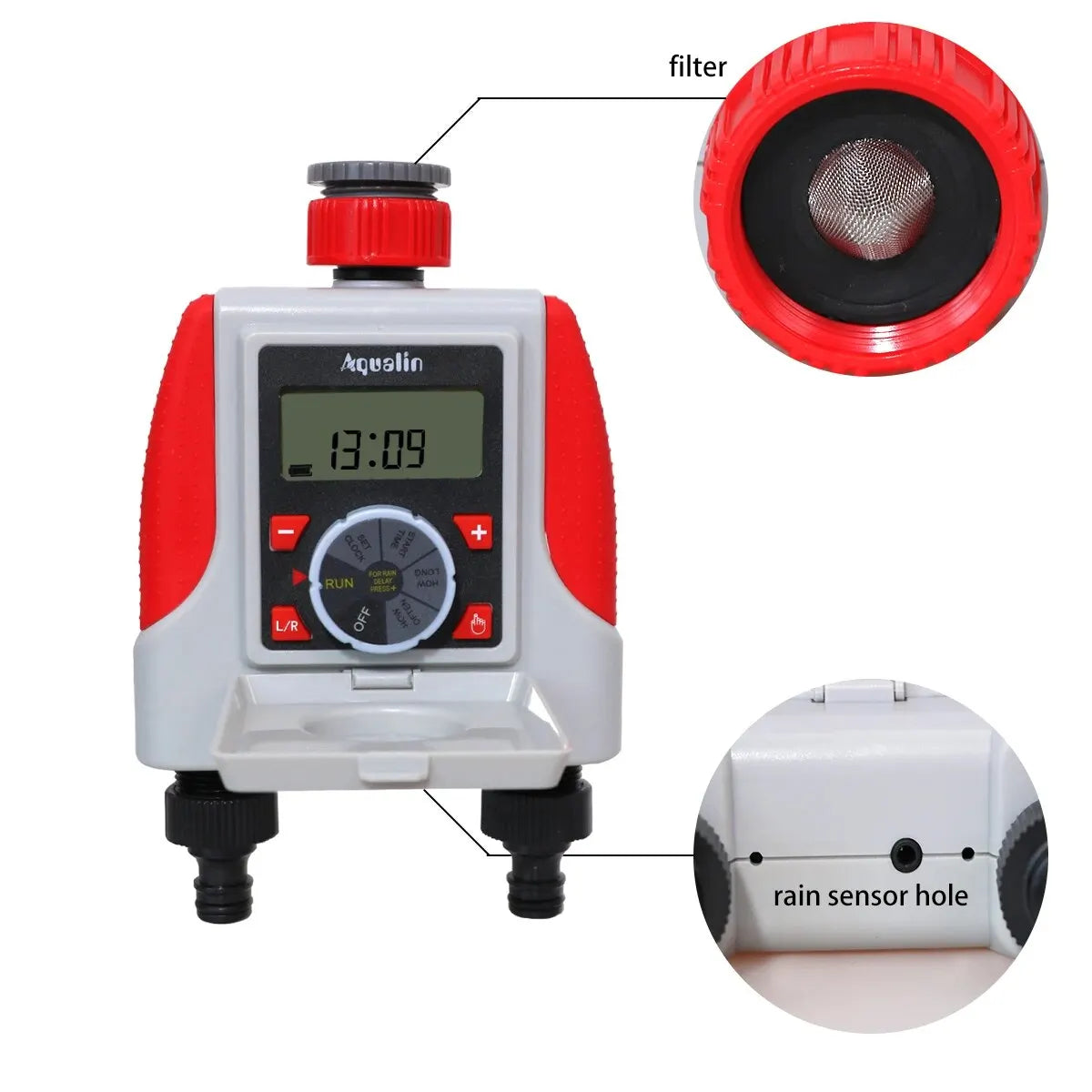 Dual Outlets Garden Automatic Water Timer Digital Electronic Solenoid Valve Sprinkler Timer Waterproof Controller System