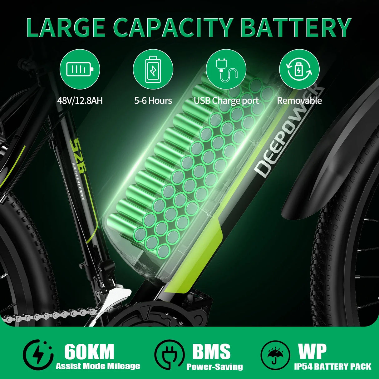 DEEPOWER S26 26INCH Electric Bicycle 500W 48V 30AH Lithium Battery Adult Electric Mountain Bike Cross-Country Ebike EU Delivery