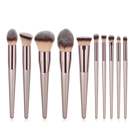 4/10Pcs Champagne Makeup Brushes Set For Cosmetic Foundation Powder Blush Eyeshadow Kabuki Blending Make Up Brush Beauty Tool