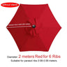 2m 6 Rib Patio Umbrella Canopy Replacement Parasol Sun Cover (Top Cover Only)