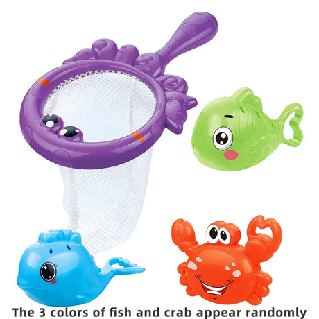 Bath Toys Fishing Games with Fish Net Squirt Fishes Crab Pool Bath Time Bathtub Toy for Toddlers Baby Kids Infant Girls Boys Age