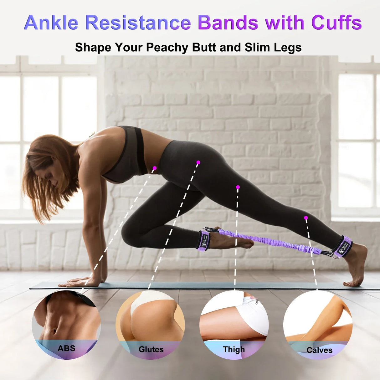 Ankle Resistance Bands with Cuffs Set 60LB 3 Different Pound Resistance Bands for Leg Glute Exercise fitness Equipment