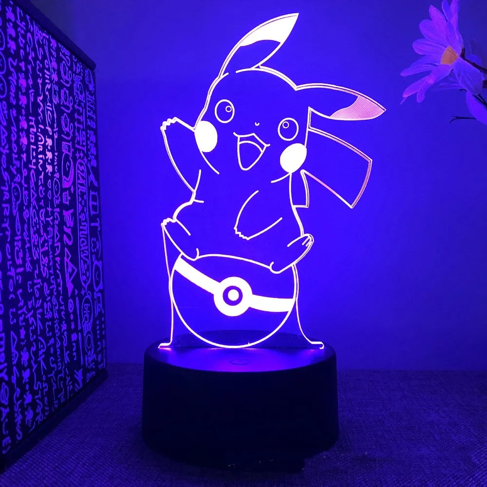 Pokemon Pikachu Charizard Anime Figures 3D Led Night Light Changing Model Action Logo Lampara Collection Brinquedos Figm