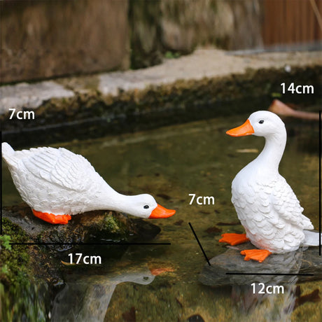 Cute Duck Resin Garden Statue Backyard Pond Ducks Decoration Bird Sculpture Indoor Outdoor Yard Decor Pond Lawn Ornament