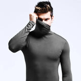 High Collar Undershirts Men Long Sleeve Tops Thermal Turtleneck Slim Fit Underwear T-shirt Modal Pullover Young Male Base Tees