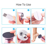 USB Rechargeable Wireless Electric Foot File Cuticle Callus Remover Machine Pedicure Tools Foot Heel Care Tool With Sandpaper