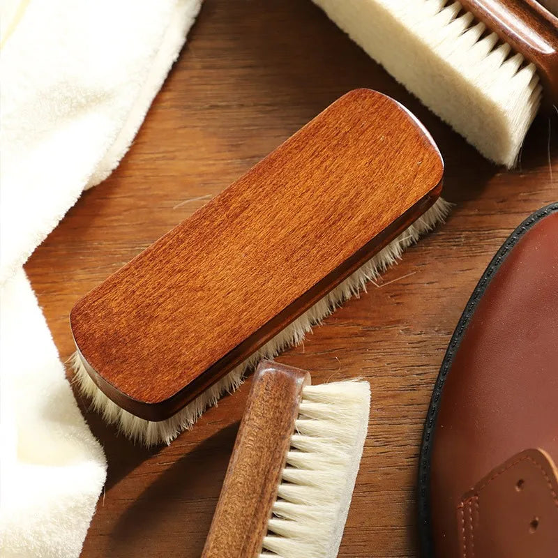 Premium beech wood wool hair Shoe brush for cleaning polishing leather Shoe care Multifunctional Soft wool shoe brush