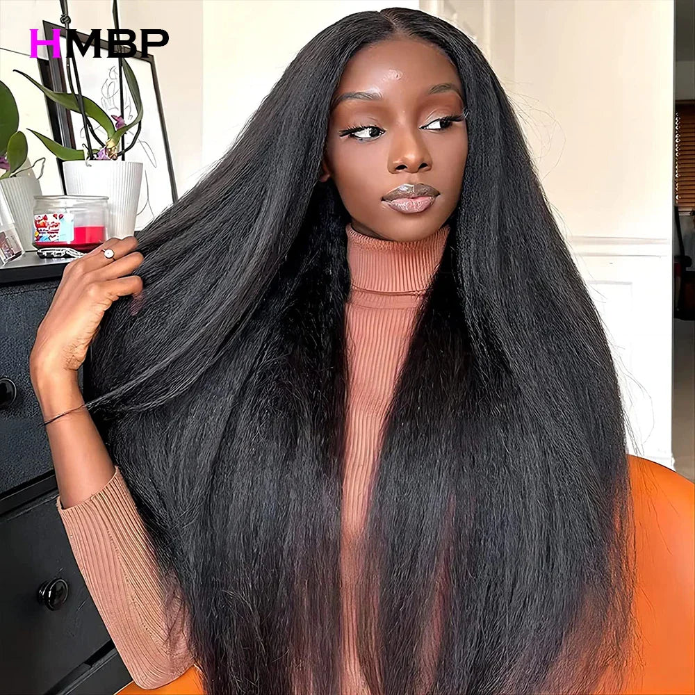 Kinky Straight Wig 360 Glueless Full Lace Wig 13x6 HD Lace Front Wigs For Women 350 Density Preplucked Lace Frontal Wig 30Inch