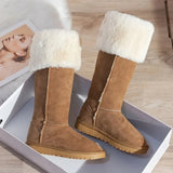 Winter Women's Short Plush Suede Snow Boots Fashion New Keep Warm Flat Mid Calf Boots for Women Platform Shoes Thigh High Botas