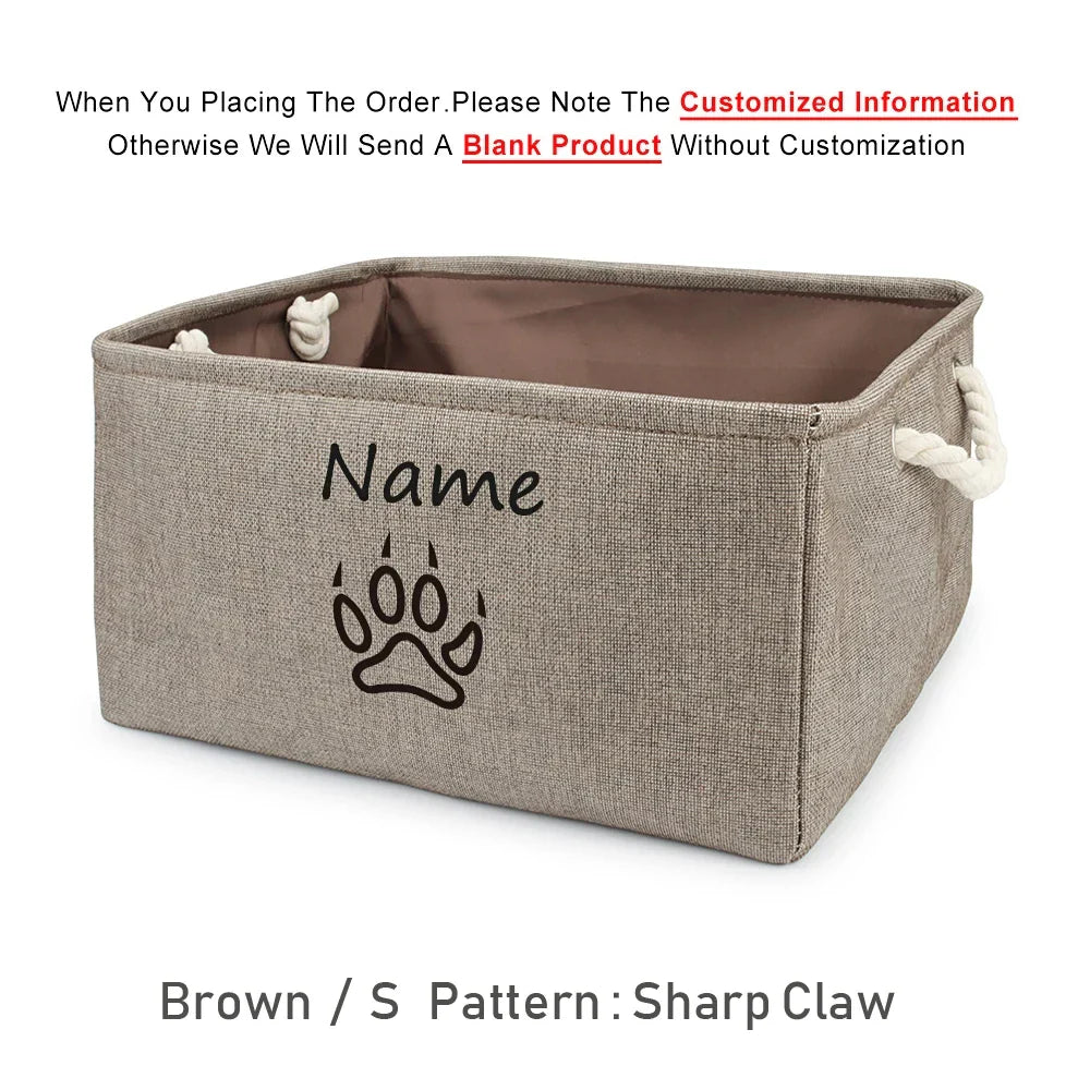 Basket Toys Dog Paw Personalized Pet Toy Storage Box For Clothes Custom Cat Product With Name Dog