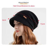 Fleece Lined Knitted Hat Casual Thickened Short Brim Beanies Soft Plush Keep Warm Ear Protection Women Girl