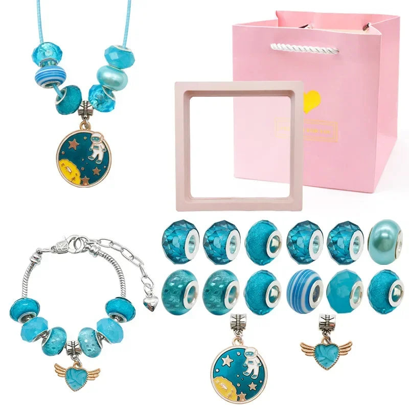 DIY Charms Bracelet Making Set Spacer Beads Pendant Accessories for Bracelet Necklace Jewelry Making Creative Children Gifts