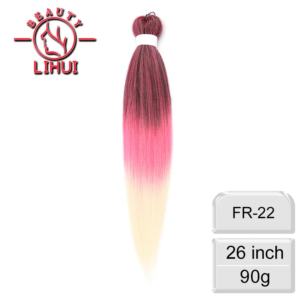 Braiding Hair Pre-stretched Synthetic Jumbo Braiding Hair Extensions 26Inch 90G Red Pink Kanekalon Hair for Afro Crochet Braids