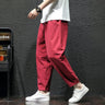 100% Cotton Summer Casual Pants Man Trendy Japanese Cropped Pants Loose Pants Men 5xl