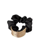 Elegant Metal Flower Hair Rope Ring Elastic Hair Tie For Women Girl Satin Solid Color Rubber Scrunchies Summer  Ponytail Holder