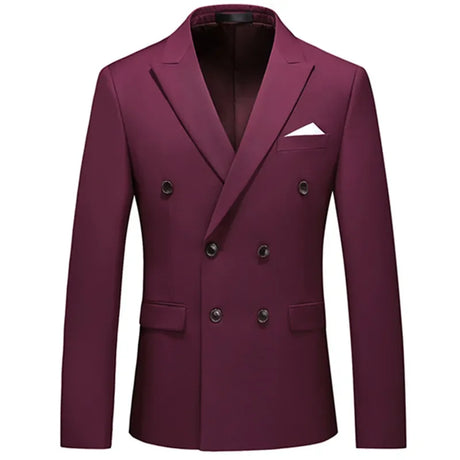 2023 Fashion New Men's Casual Boutique Business Solid Color Double Breasted Suit Jacket Blazers Coat