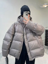 90% Duck Down Jacket Women Fall Winter 2023 New Long Sleeve Thicken Warm Loose Puff Jackets Chic with Hood Feather Coats