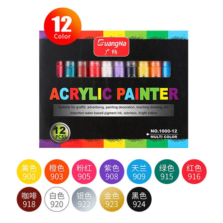 36 Colors Acrylic Paint Markers Pens Set for Rock Painting, Stone, Ceramic, Glass, Wood, Canvas. Fabric DIY Crafts Art Supplies