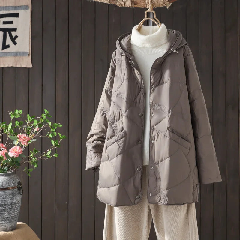 Winter New Arrivals 90%  White Duck Down Coat Women Fashion Hooded Ultra Lightweight X-Long Keep Warm Jackets Plus Size 4XL