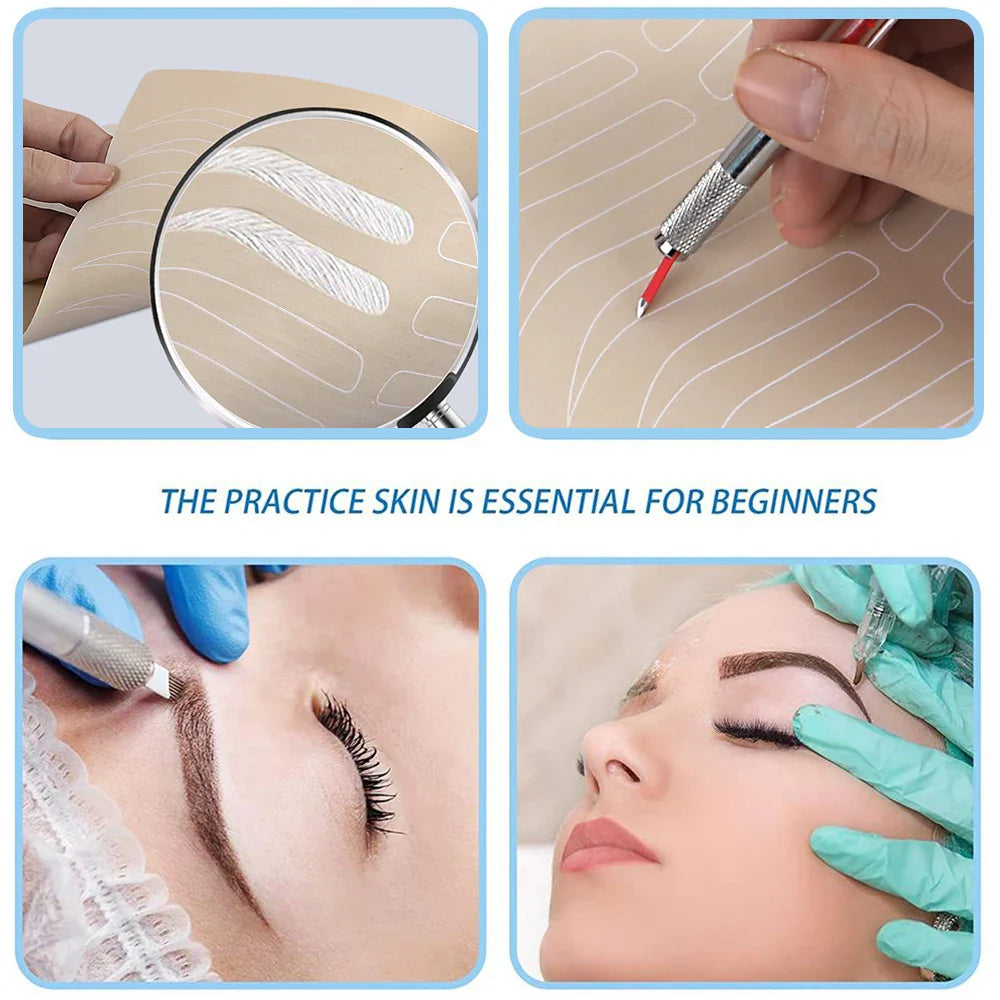 10pcs Microblading Eyebrow Practice Skin Silicone Tattoo Accessories Rubber Novice Make Up Trainning  Fake Skin Beginner