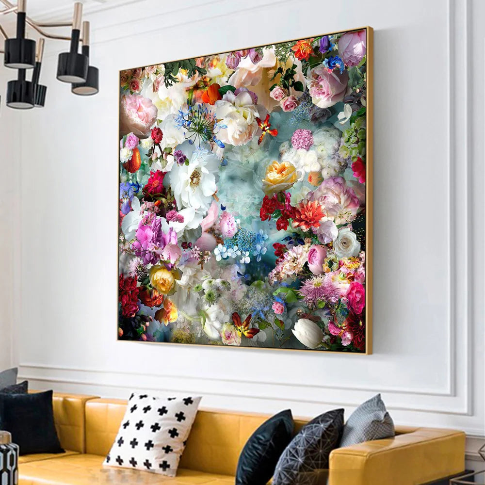 Modern Nordic Decor Bright Peony Flower Art Painting Canvas Posters And Prints Colorful Bouquet Wall Pictures For Living Room