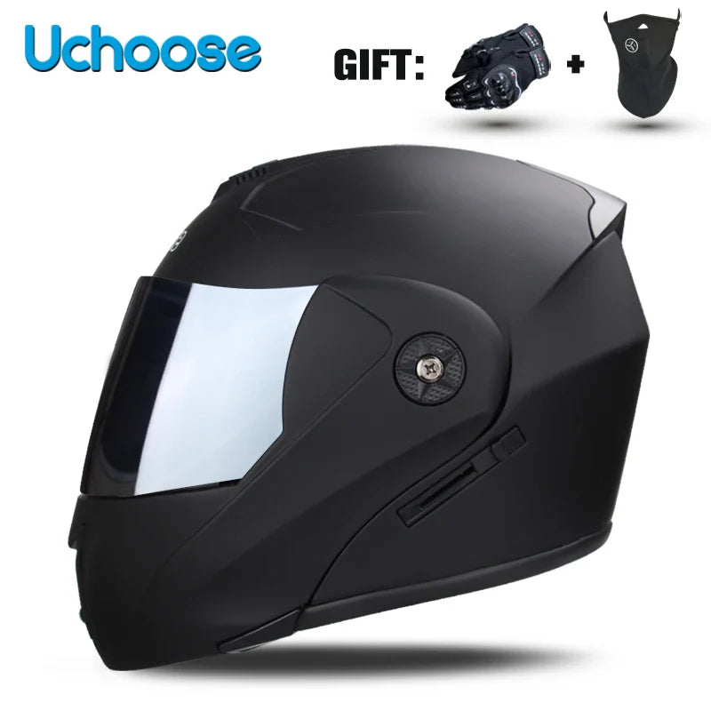 DOT Certification Uchoose Motorcycle Helmet Double Lens Cross Section Helmet Safety Modular Flip Helm Unisex Helmet With Visor