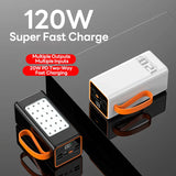 200000mAh Two-way Fast Charging 120W Portable Charger Power Bank Fast Charging External Tito C for iPhone 14 13 W/LED Light