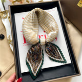 2023 Brand Crinkle Scarf Women Silk Satin Square Neck Tie Hand  Wirst Female Headscarves Bandana Shawl  Leopard Hair Foulard