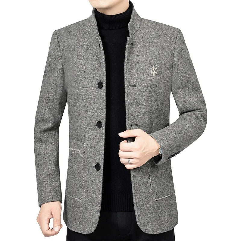 Men Business Casual Woolen Blazers Jackets Wool Suits Coats New Fashion Male Cashmere High Quality Slim Blazers Jackets Coats 4X