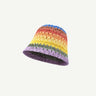 New Colorful Striped Knitted Hat for Women Spring Summer Sunscreen Bucket Hats Girls Sweet Casual Cap Beach Vacation Straw Hat