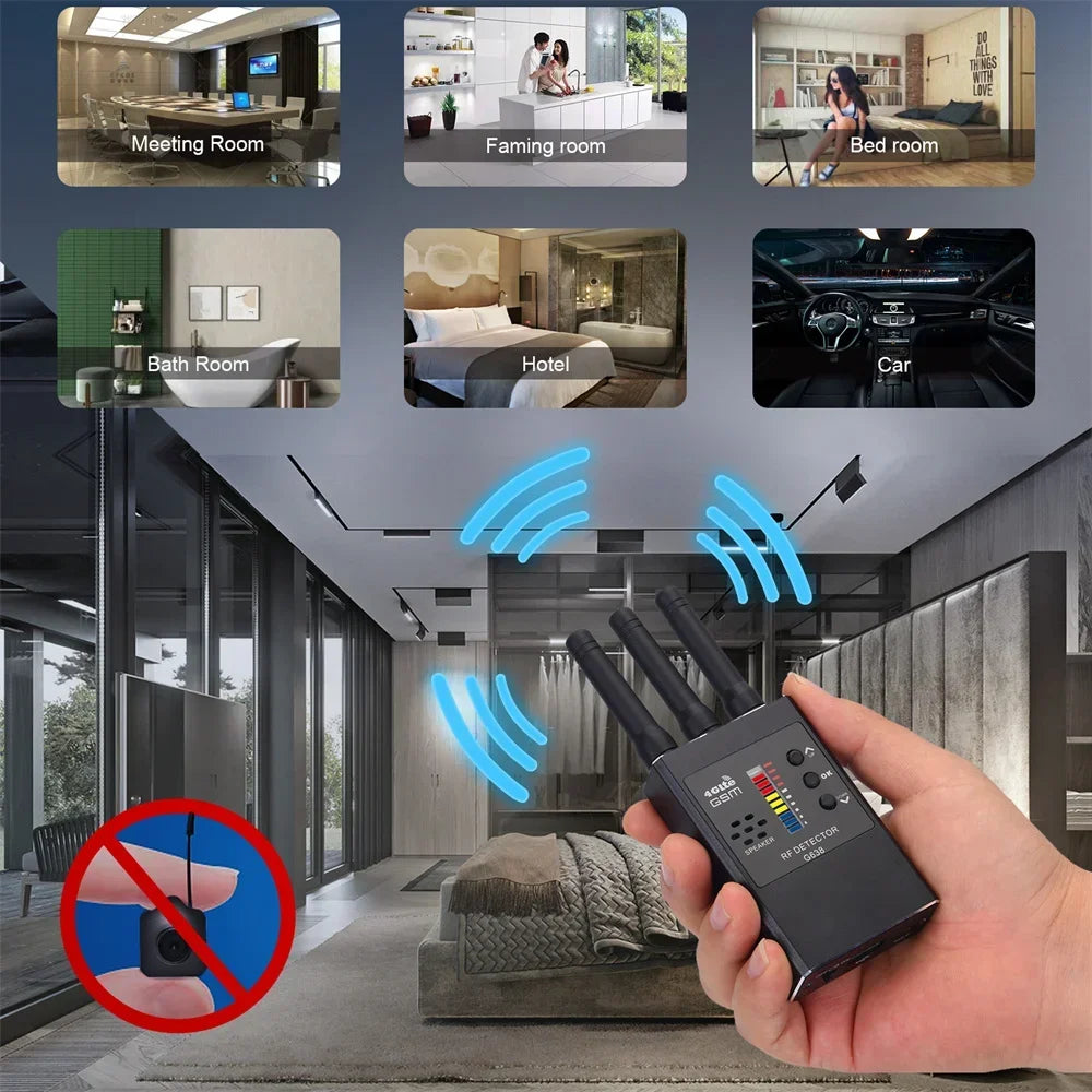 G638 Anti Spy Wireless RF Signal Detector Bug GSM GPS Tracker Hidden Camera Eavesdropping Device Military Professional Version