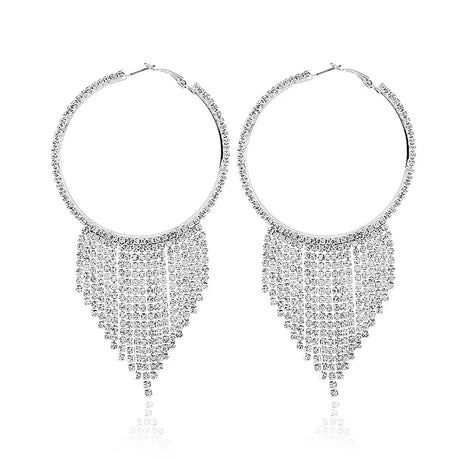 Fashion Statement Earring Long Full Rhinestone Big Earrings For Women Euorpe Evening Party Crystal Tassel Earings Wholesale