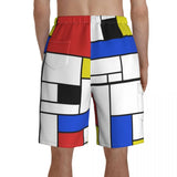 Mondrian Line Board Shorts Colorful Plaid Board Short Pants Hot Men Comfortable Print Swim Trunks Big Size